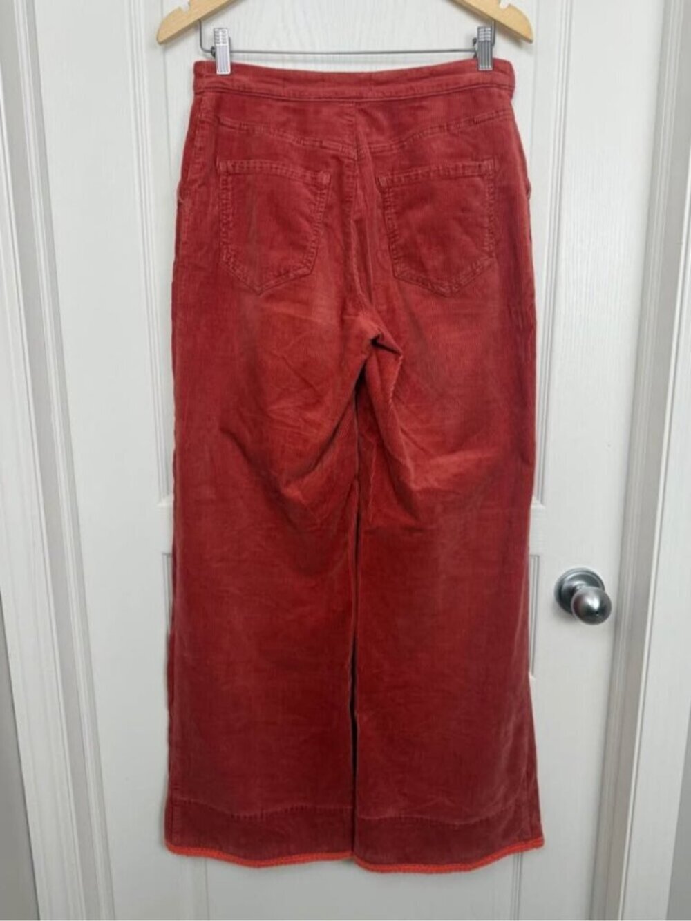 Anthropologie Pilcro High Rise Corduroy Wide Leg Pants Size 27 Orange Rust - Picture 8 of 12